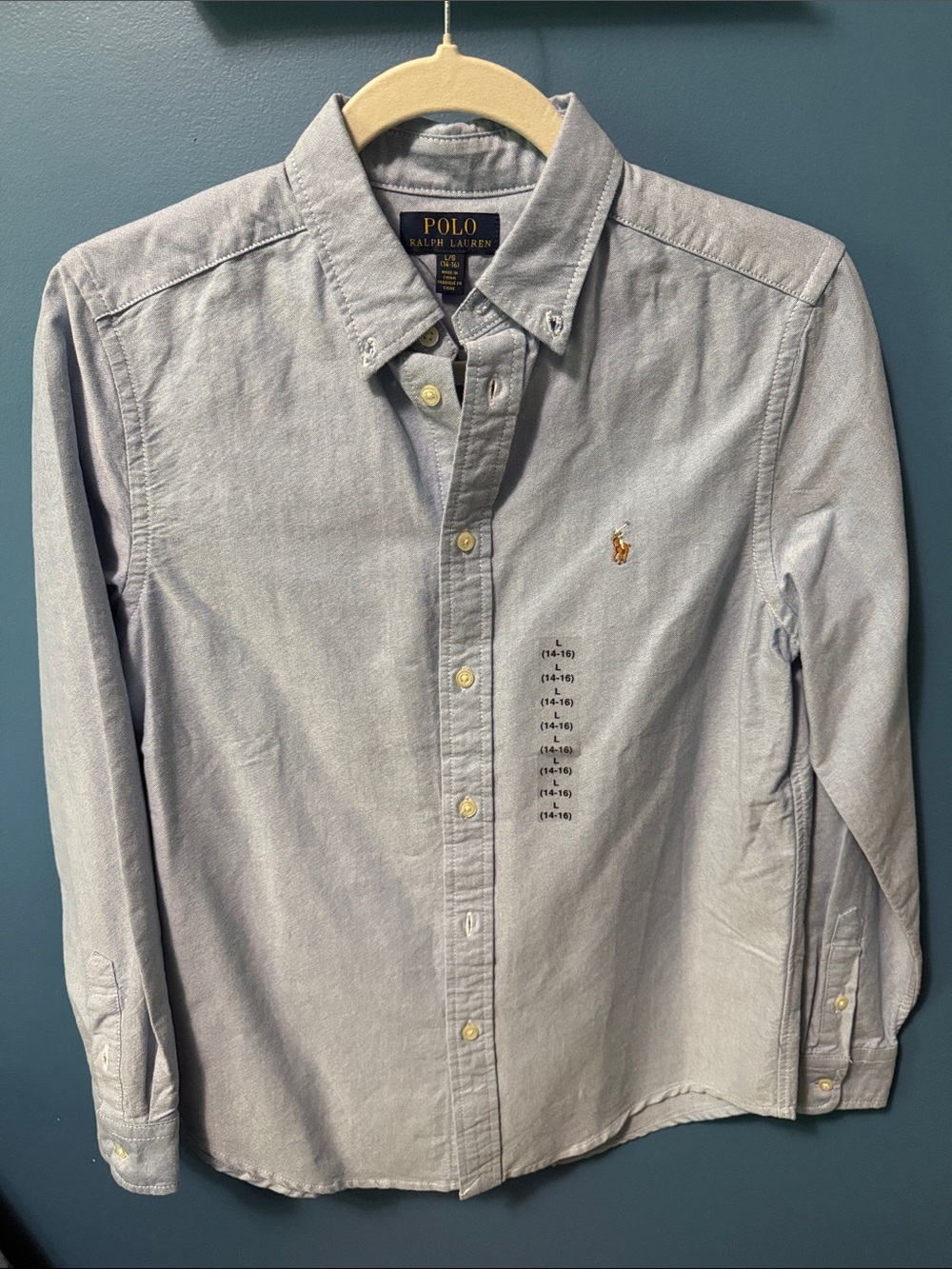 Polo by Ralph Lauren big boys 14-16 and Light Blue Button-Down Oxford Shirt NEW